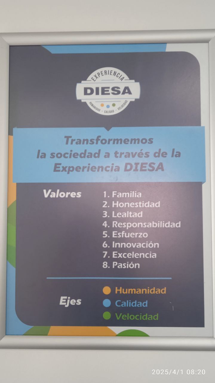 Un diagrama o imagen que representa los ejes y valores fundamentales de la empresa.
